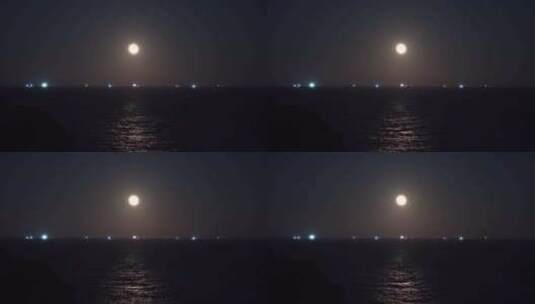 大海月亮海面月光水面波光粼粼夜晚海平面高清在线视频素材下载