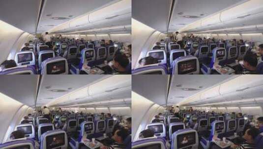 飞行中的飞机舱内高清在线视频素材下载