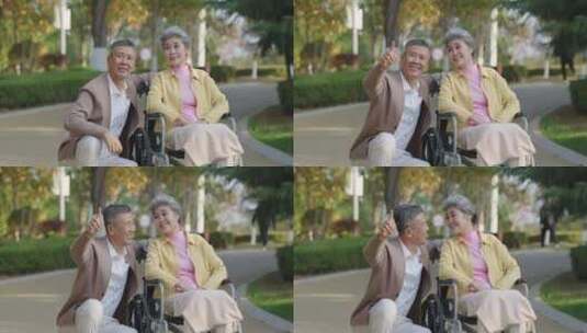 老年幸福生活 陪伴 老人轮椅高清在线视频素材下载