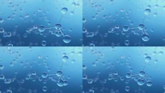 4K-超清蓝色分子结构、护肤品元素高清在线视频素材下载