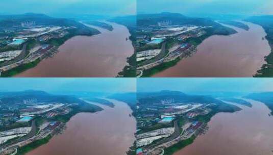 重庆巴南中坝岛长江航拍高清在线视频素材下载