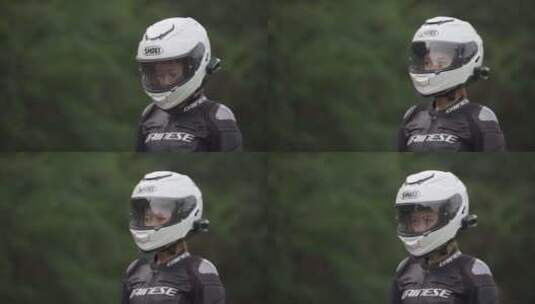 女骑士戴着头盔抬头看远方5高清在线视频素材下载