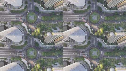 俯拍广州珠新城道路交通高清在线视频素材下载