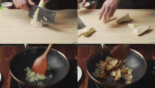 地方特色家常菜油焖冬笋烹饪过程高清在线视频素材下载