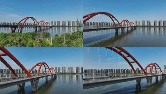 湖南长沙福元路大桥航拍高清在线视频素材下载