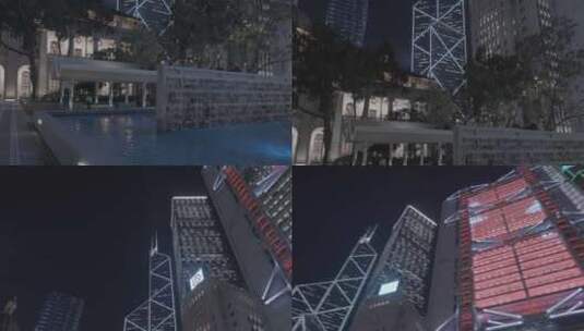 香港中环街景夜景高清在线视频素材下载