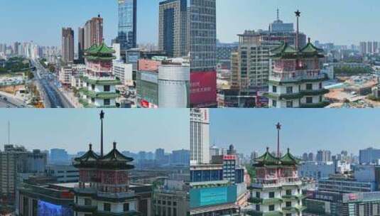 航拍郑州二七塔环绕高清在线视频素材下载