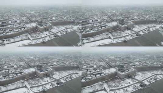 山西晋中平遥古城雪景航拍风景宣传视频高清在线视频素材下载