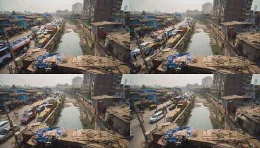 孟买贫困地区的白天交通印度达拉维高清在线视频素材下载
