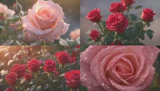 红玫瑰白玫瑰玫瑰花高清在线视频素材下载