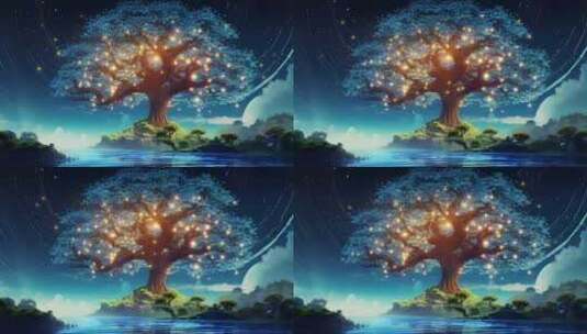 梦幻唯美精灵大树 森林梦幻背景循环高清在线视频素材下载
