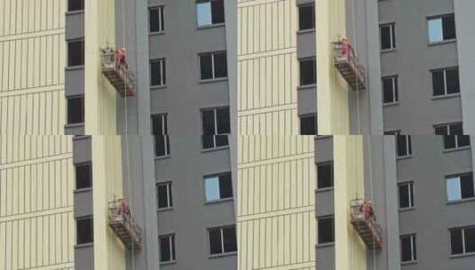 高层建筑外墙工人高清在线视频素材下载