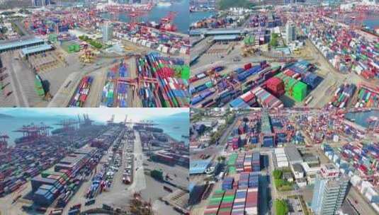 港口集装箱码头航拍工业素材价值工厂深圳招高清在线视频素材下载