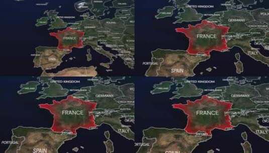 法国地图高清在线视频素材下载