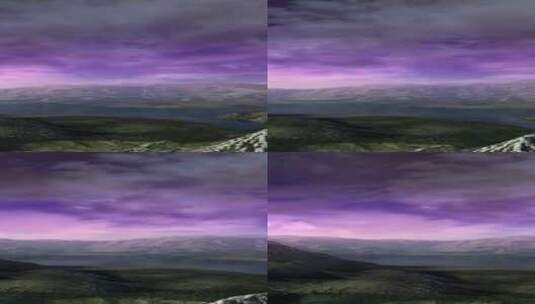 具有梦幻般的紫色天空的景观3D模型高清在线视频素材下载