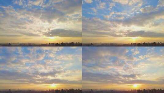 城市夕阳西下蓝天白云延时风景视频素材高清在线视频素材下载