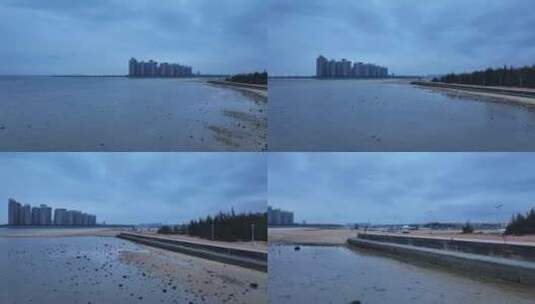 海南龙港海滩搁浅货船高清在线视频素材下载