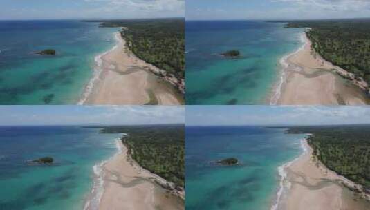 加勒比海岸线，沙滩和蔚蓝的大海，Play高清在线视频素材下载