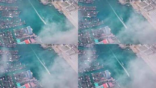 海南陵水疍家渔排航拍高清在线视频素材下载