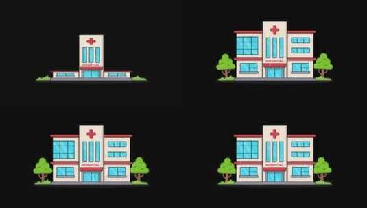 医院建筑动画-透明高清在线视频素材下载
