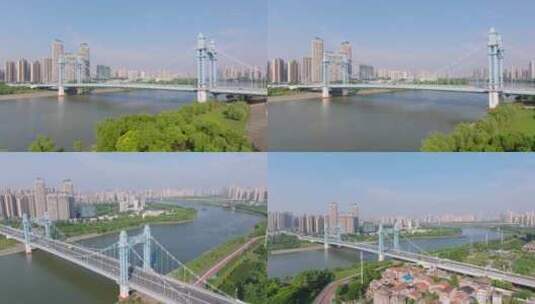 古田桥航拍看到汉江湾桥高清在线视频素材下载