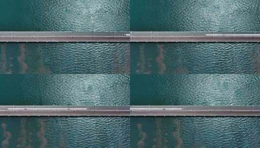 中国高铁穿过跨江大桥高清在线视频素材下载