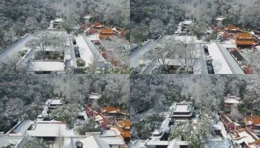 湖南省长沙市岳麓山岳麓书院雪景4k航拍高清在线视频素材下载