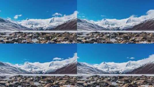 中国西藏那曲市萨普神山雪山与岩石高清在线视频素材下载