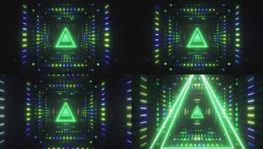 绿色蓝色霓虹灯电影隧道高清在线视频素材下载