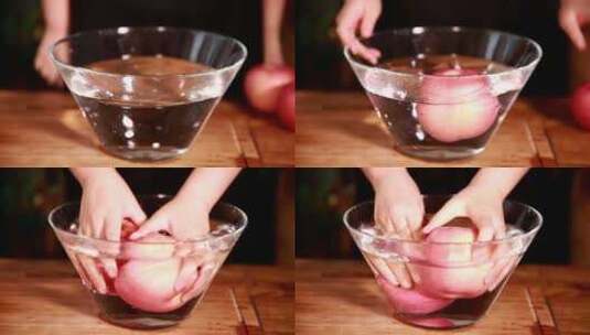 切苹果削苹果洗苹果处理水果高清在线视频素材下载
