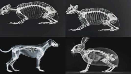 【动物合集】老鼠兔子狗X光片 医学研究素材高清在线视频素材下载