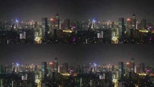 武汉夜景武汉西北湖CBD夜景航拍高清在线视频素材下载