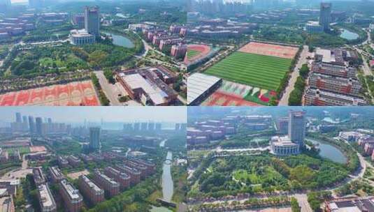 江西南昌航空大学前湖校区校园航拍风景风光高清在线视频素材下载