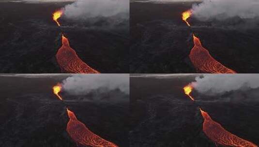 近距离观察雷克雅内斯半岛戏剧性火山喷发的高清在线视频素材下载