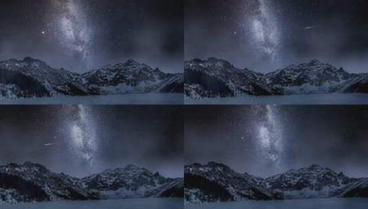 延时雪山星空唯美背景夜晚星星银河梦幻星河高清在线视频素材下载