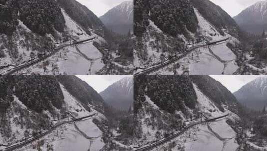 云南独龙江贡山贡独公路航拍雪山垭口风光高清在线视频素材下载