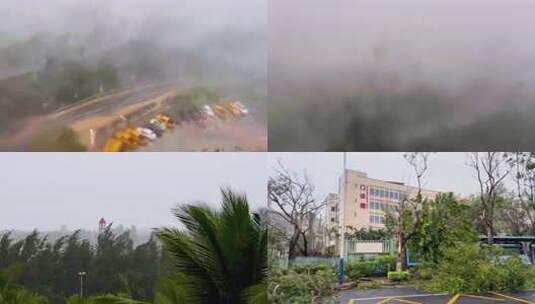 摩羯台风自然灾害雨天城市街道行车视角高清在线视频素材下载