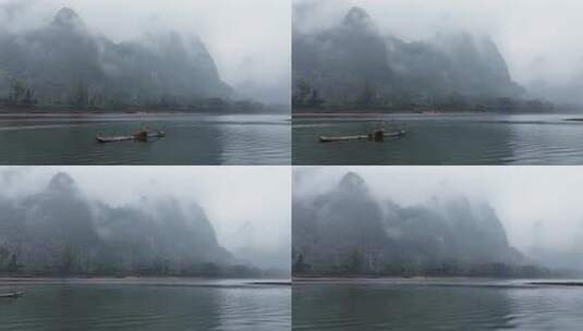 烟雨漓江航拍高清在线视频素材下载