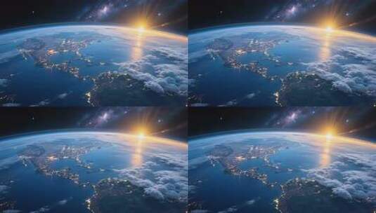 地球日出太空俯瞰景象高清在线视频素材下载