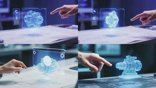 手指点击虚拟机械零件画面高清在线视频素材下载