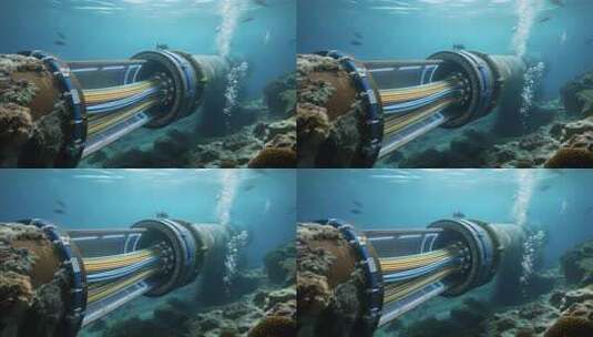 海底通信电缆管道特写高清在线视频素材下载