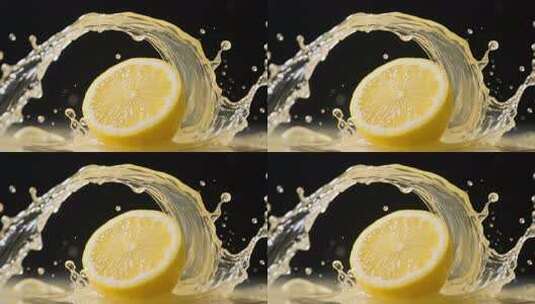 柠檬切片入水瞬间画面高清在线视频素材下载