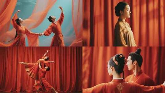 古典舞蹈古代古装古风男女双人舞中国传统舞高清在线视频素材下载