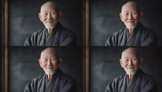和蔼可亲的日本老人面带微笑高清在线视频素材下载
