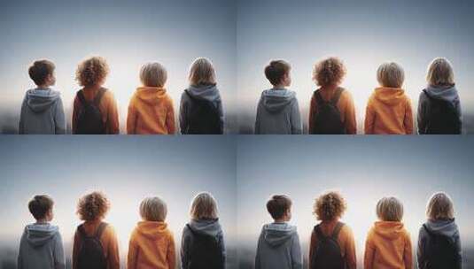 孩子们眺望未来肩负希望高清在线视频素材下载