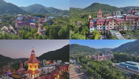 深圳东部华侨城黑森林度假酒店航拍合集高清在线视频素材下载