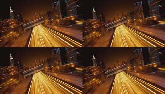夜晚城市街道车流光影高清在线视频素材下载