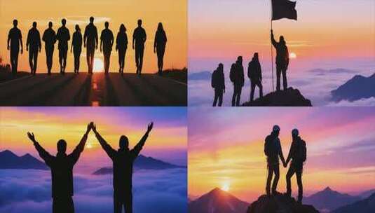 日出时分群山之巅人生巅峰高清在线视频素材下载