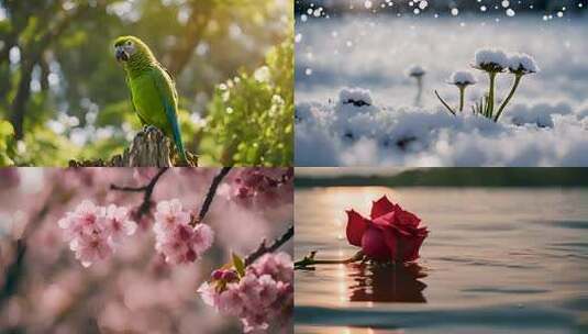 谷雨雨水惊蛰冰雪融化鲜花盛开万物苏醒高清在线视频素材下载