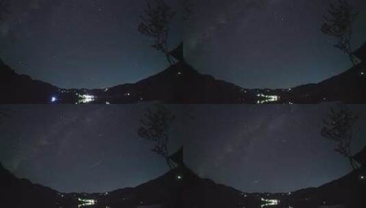 夜晚星空下的山水景观高清在线视频素材下载